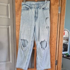 H&M Light Wash Distressed Women's Jeans - Light Blue